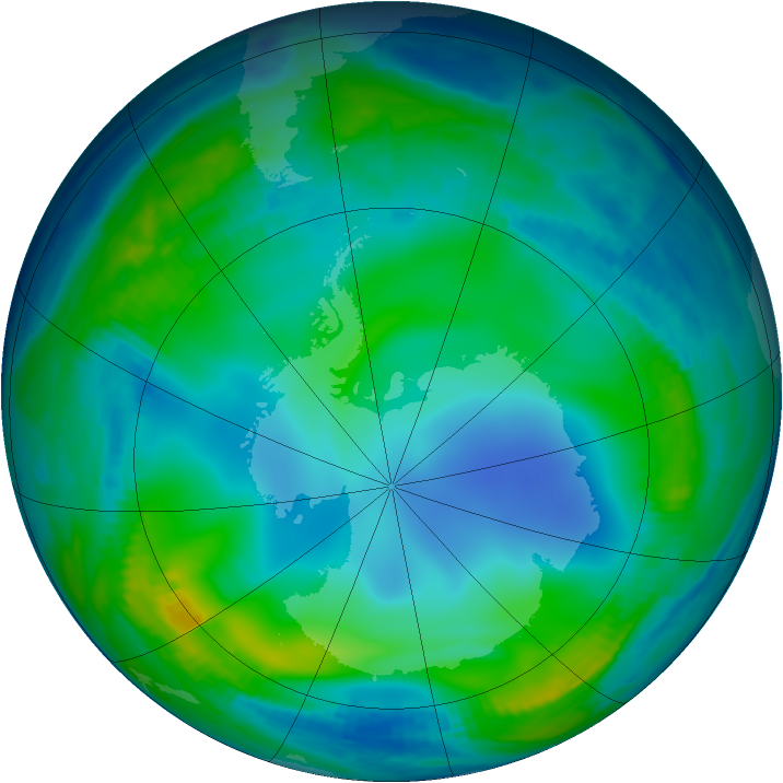 Antarctic ozone map for 19 June 1997